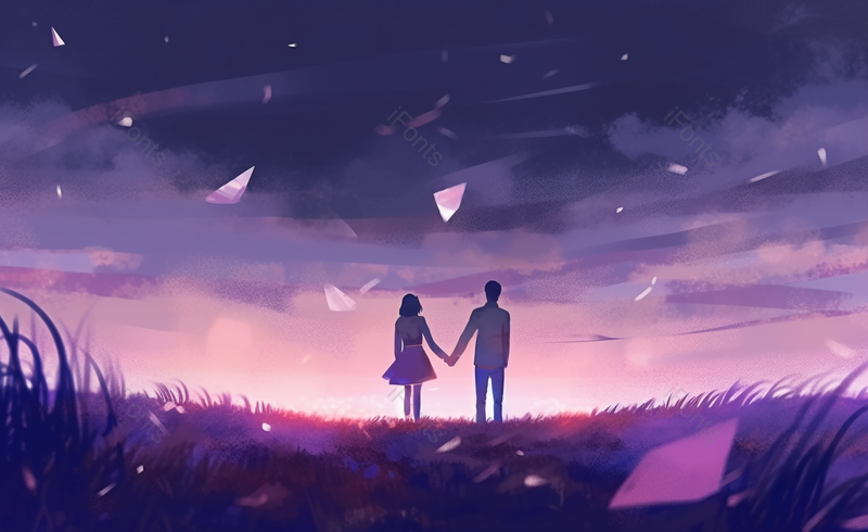 梦幻唯美情侣情人节西紫色插画,插画/手绘图,插画/手绘图库,插画/手绘图下载,插画/手绘